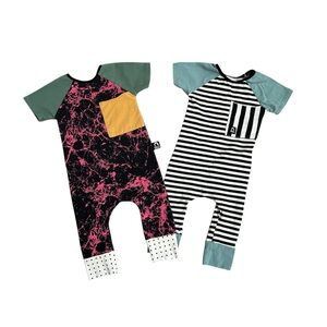 3-6m Rags to Raches Romper Bundle Tie Dye Stripes Pocket Baby Infant lot 6 Month